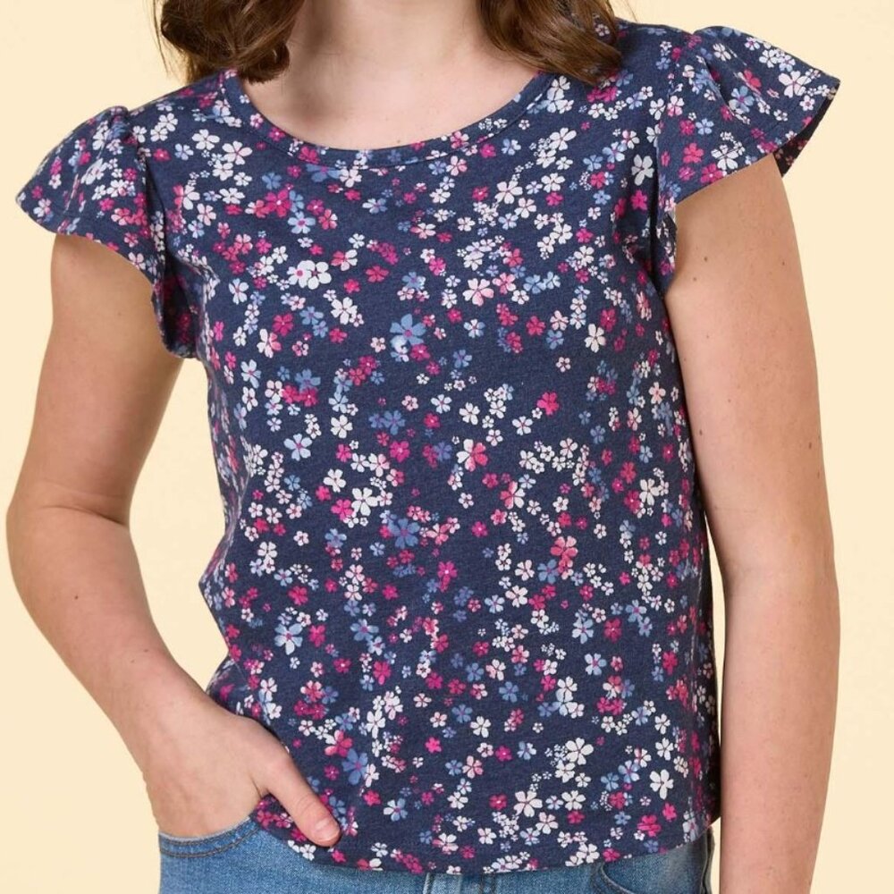 Cato Girls Floral Flutter Tee